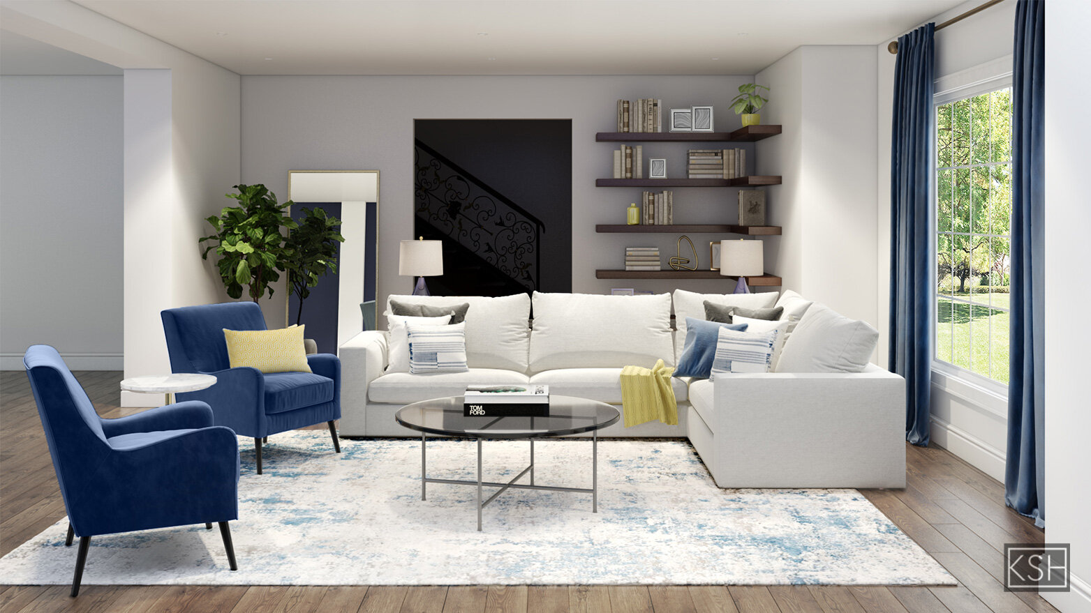 Transitional Blue Living Room | Kayla Simone Home (Copy)