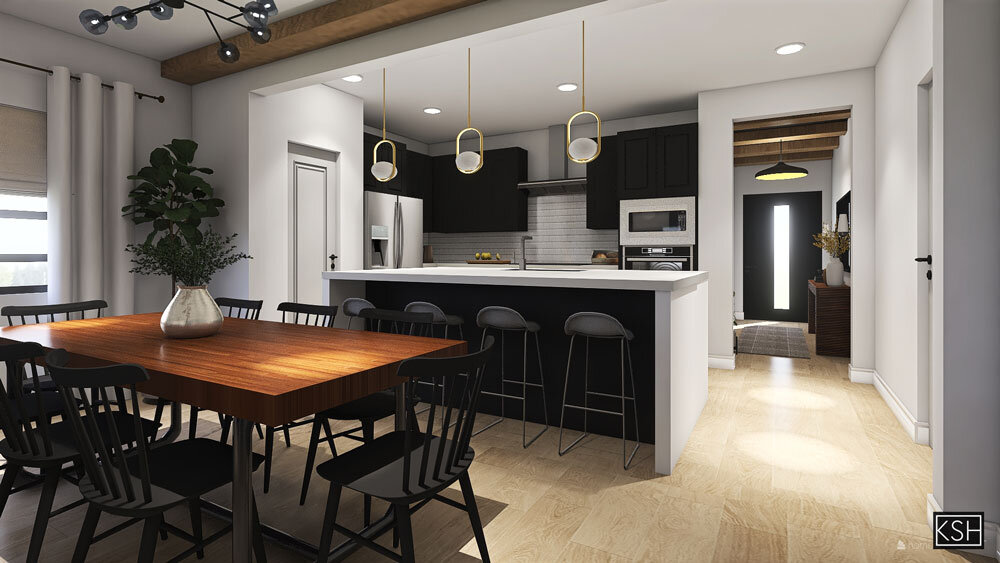 Warm Modern Open Concept Kitchen & Living Room (Copy)