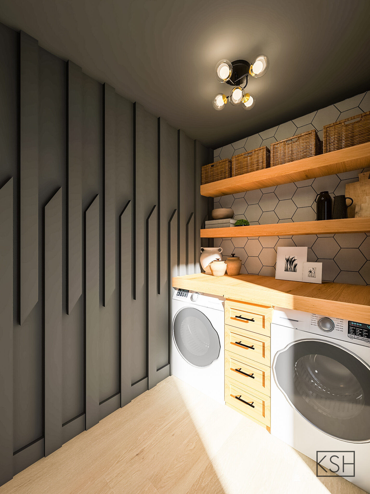brown laundry room