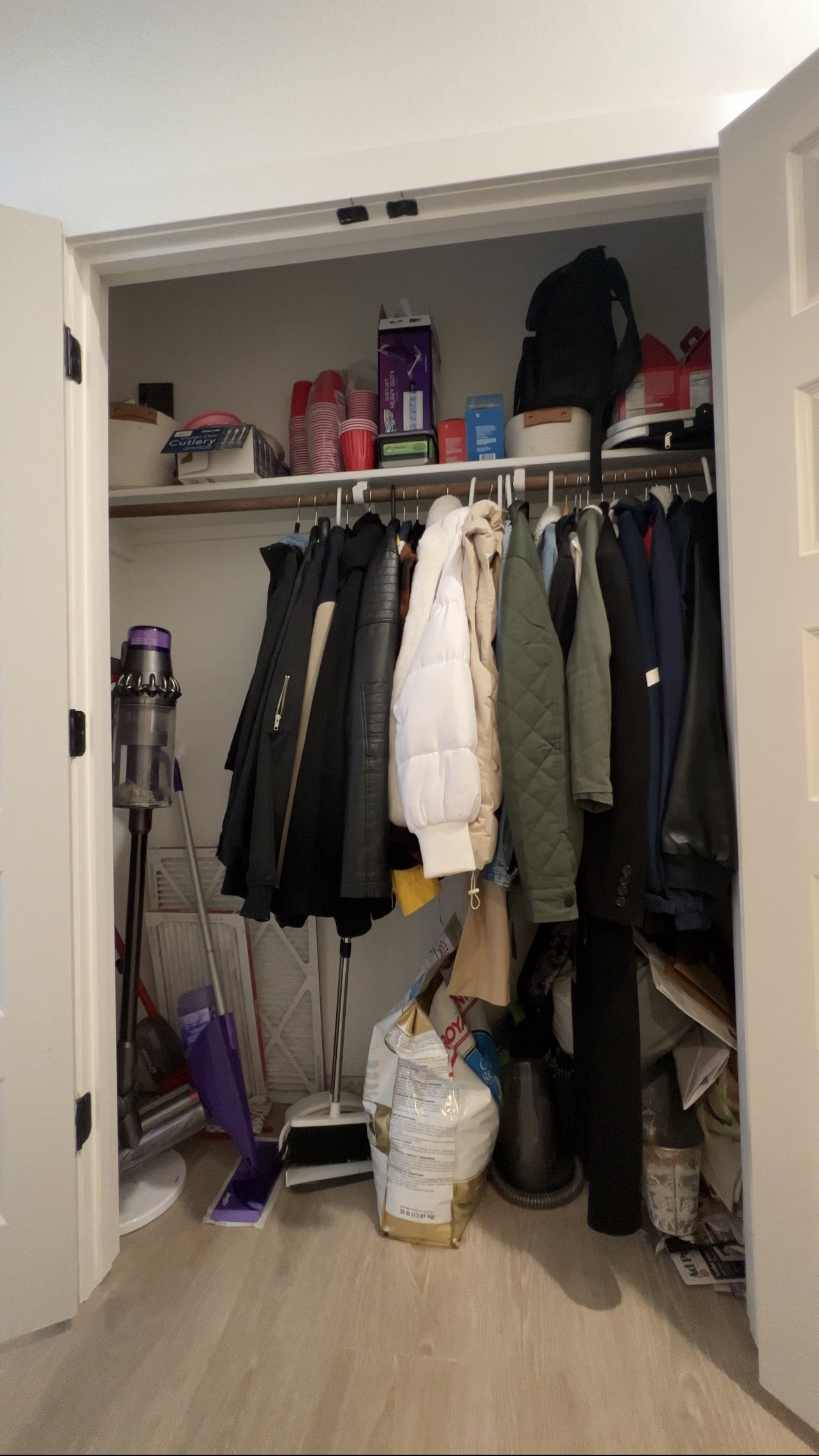 How I Doubled The Storage Space in Our Coat & Cleaning Closet — Kayla  Simone Home