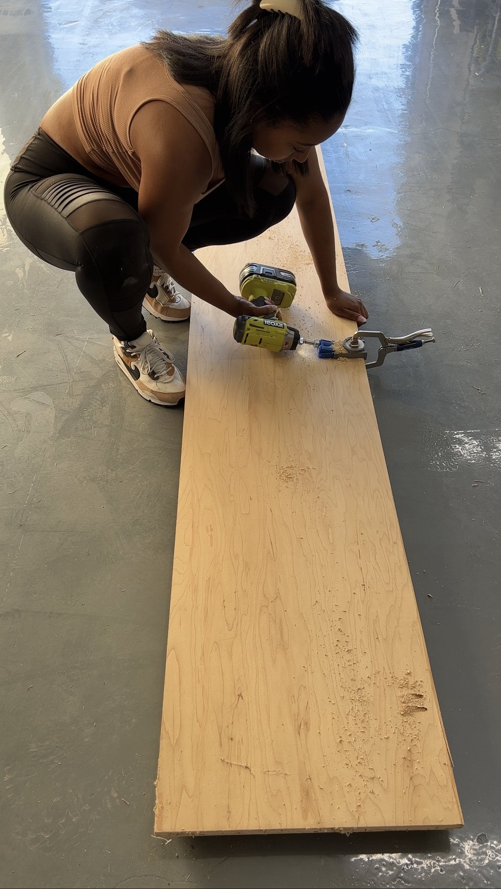 Drilling pocket holes into plywood