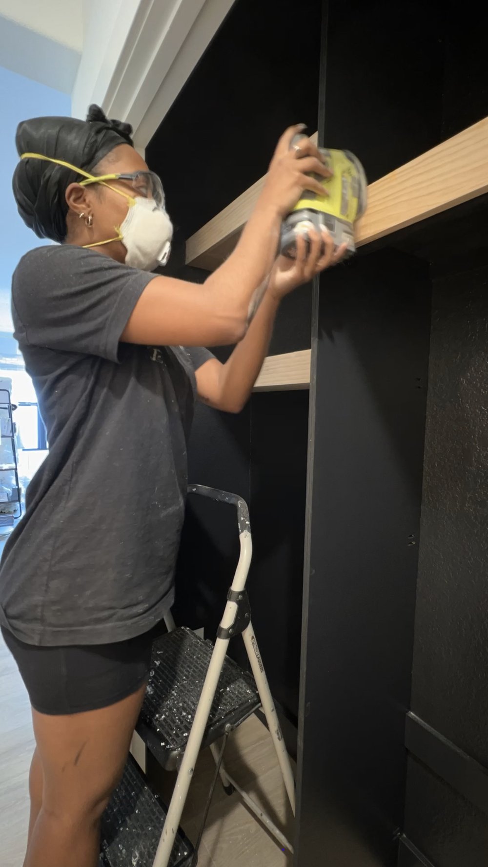 sanding floating shelves