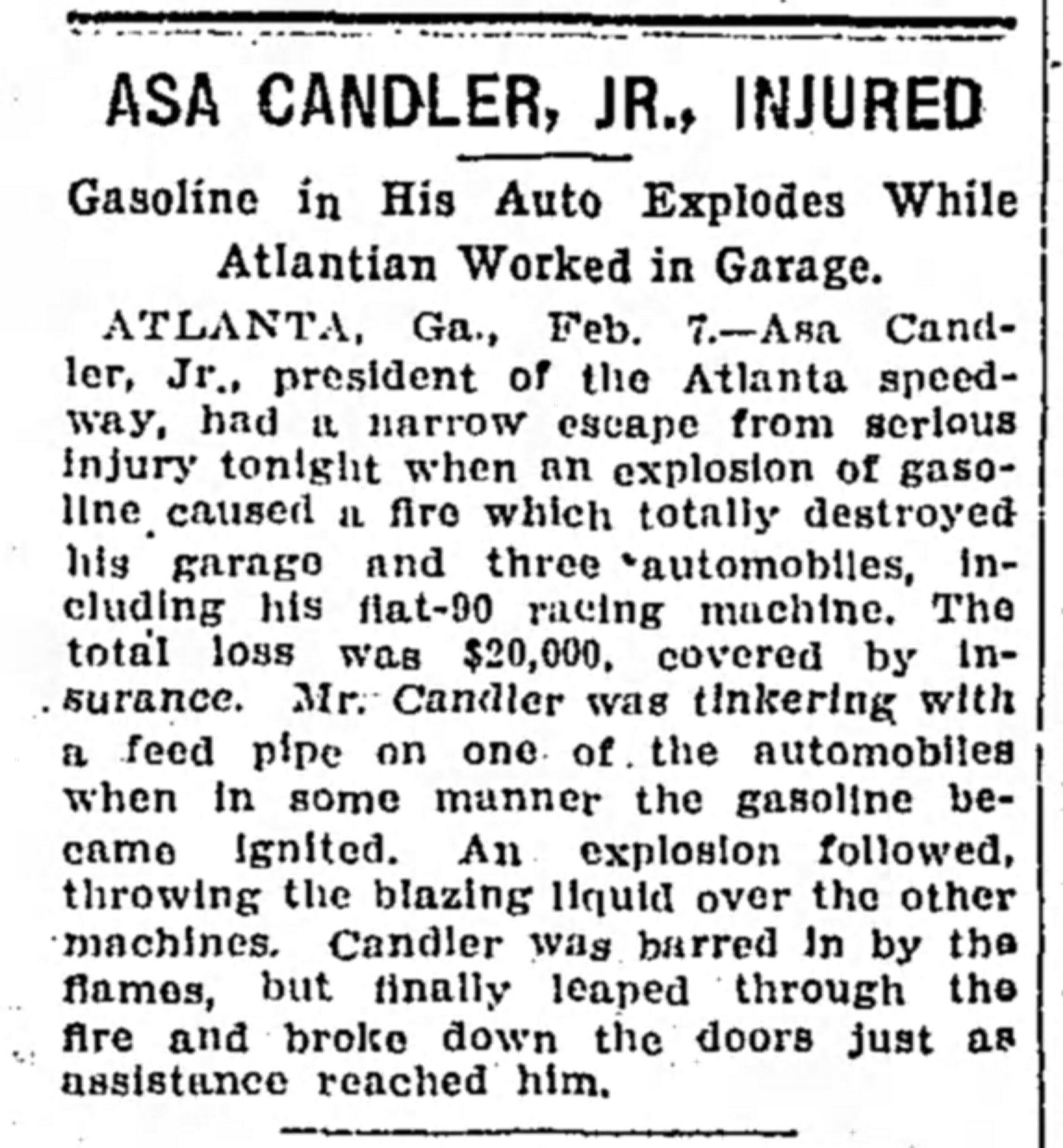 The Garage Fire of 1911 — Asa's Briarcliff