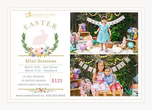 🐰🐥🐰Easter Mini Sessions are here!! 🐰🐥🐰 Set up will be accommodated for children under 12 years old. Message me for more info on how to book your spot.

Only 6 spots per day:

Pasadena

3:00 BOOKED
3:20 BOOKED
3:40
4:00
4:20 
4:40 Reserved

San 