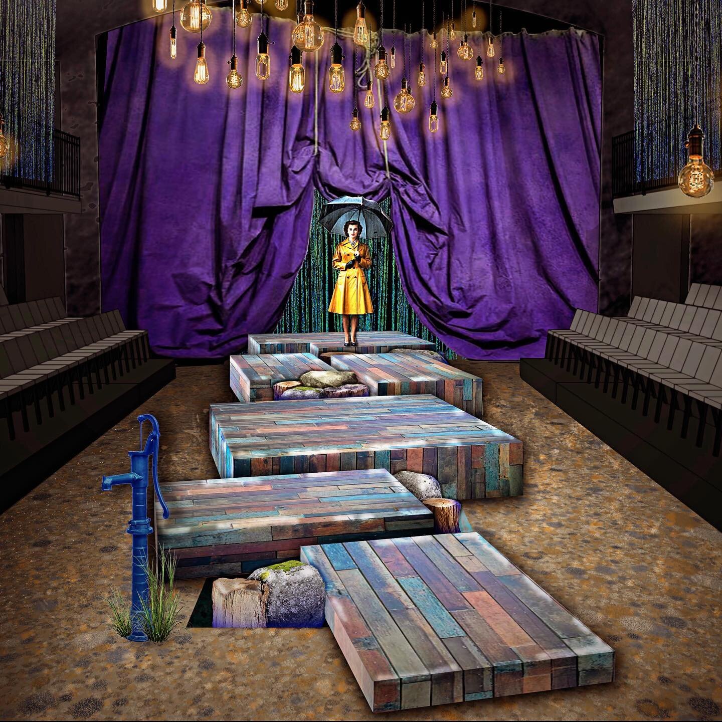 Eurydice by Sarah Ruhl. Just love how this rendering turned out! #scenicdesign #scenicrendering #eurydice #theatre