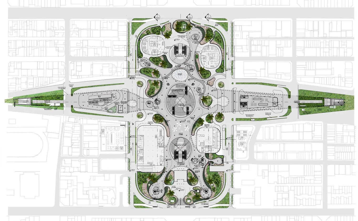 未來高雄火車站規劃通聯道路將以環狀方式通行  © Mecanoo