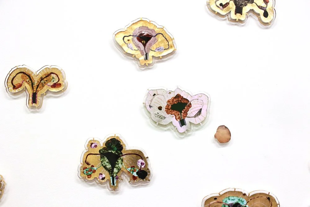 Uteruses on wall from installation Hysteria