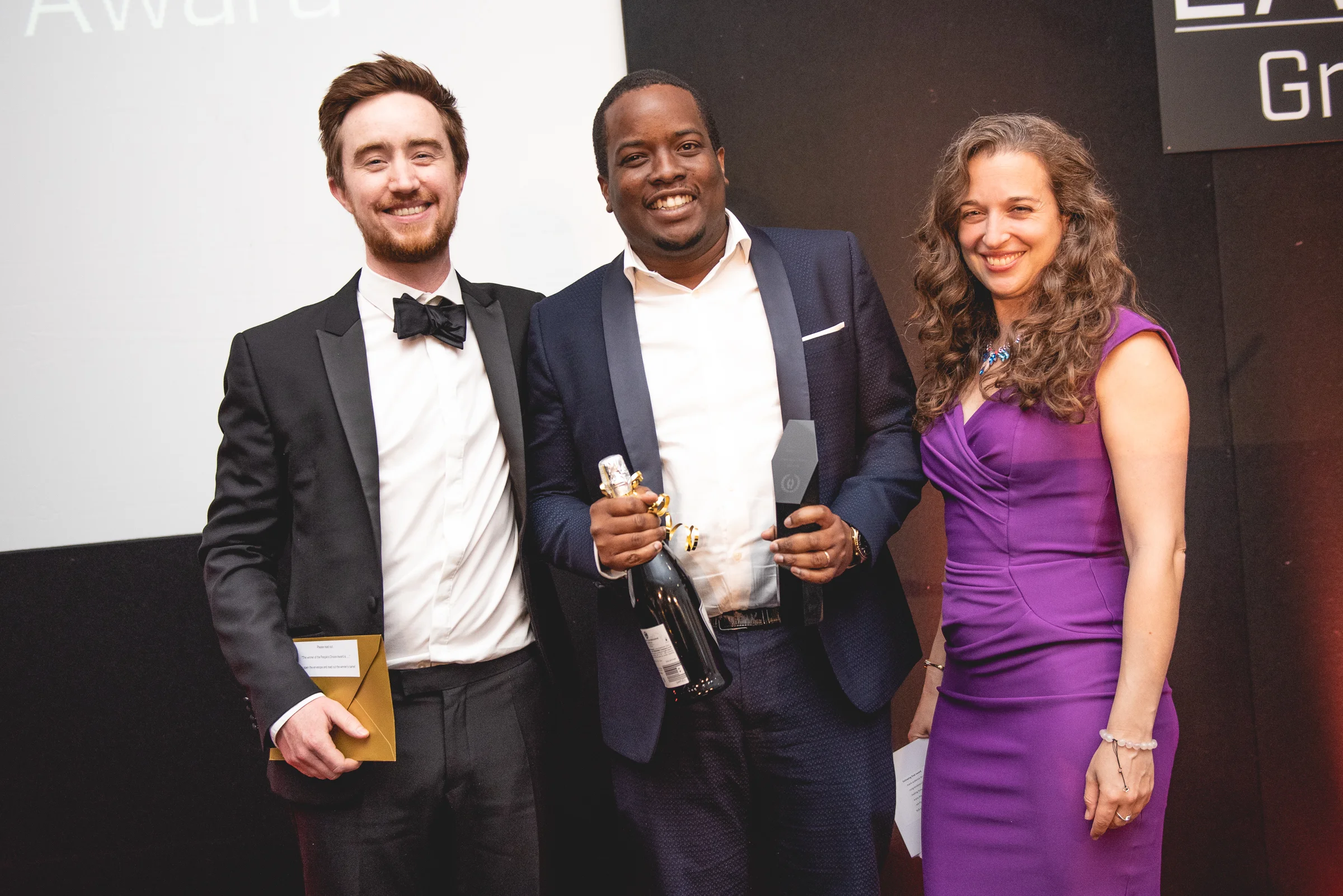 FluoretiQ, winner of the People's Choice Award sponsored by Future Space L to R: Marty Reid, Dr Neciah Dorh, Dr Emily Grossman