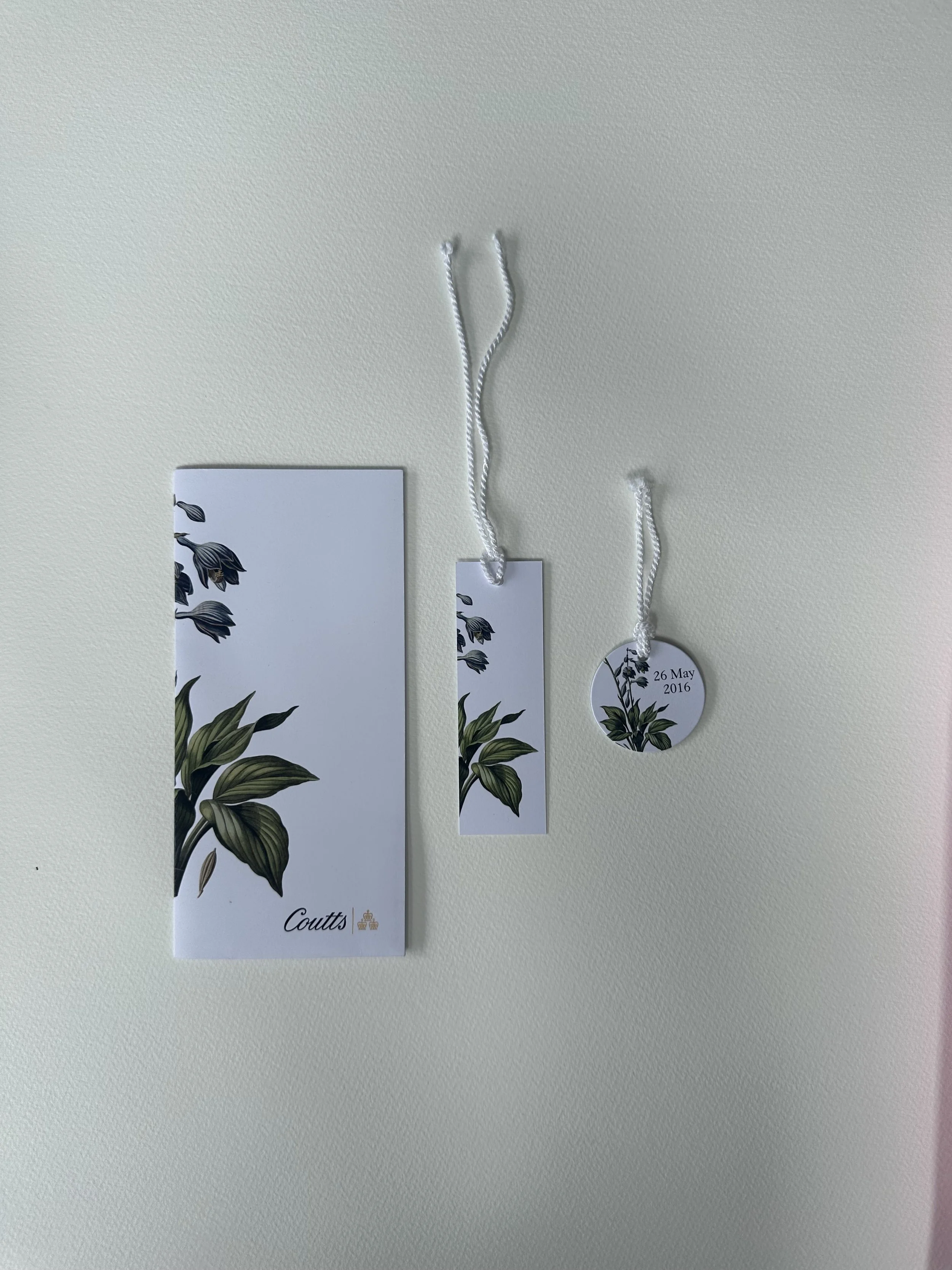 Chelsea Flower Show invite, tag and guest identifier. Client: Coutts