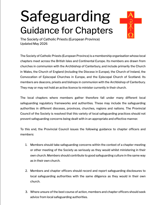 Safeguarding Guidance for Chapters within the European Province