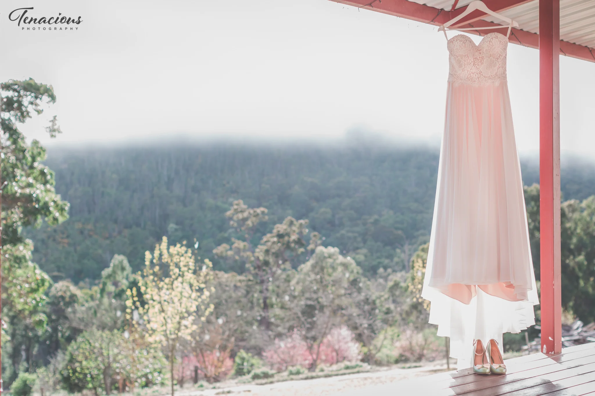 wedding gown and shoes with good background