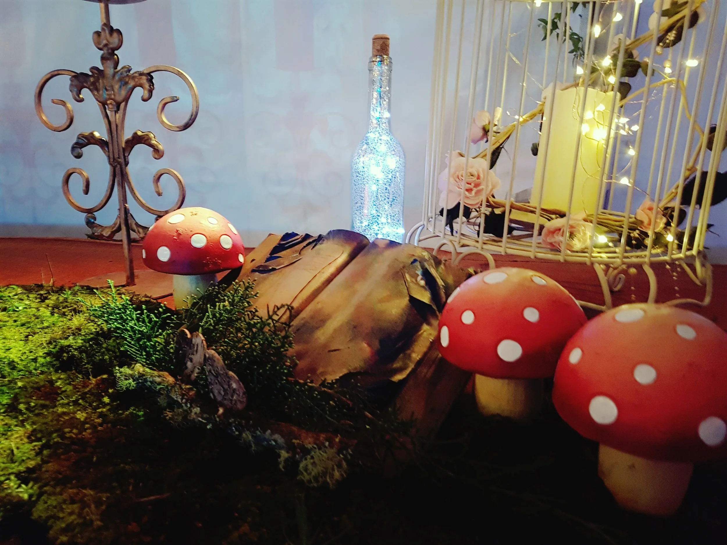 mushroom like decoration with lights for wedding