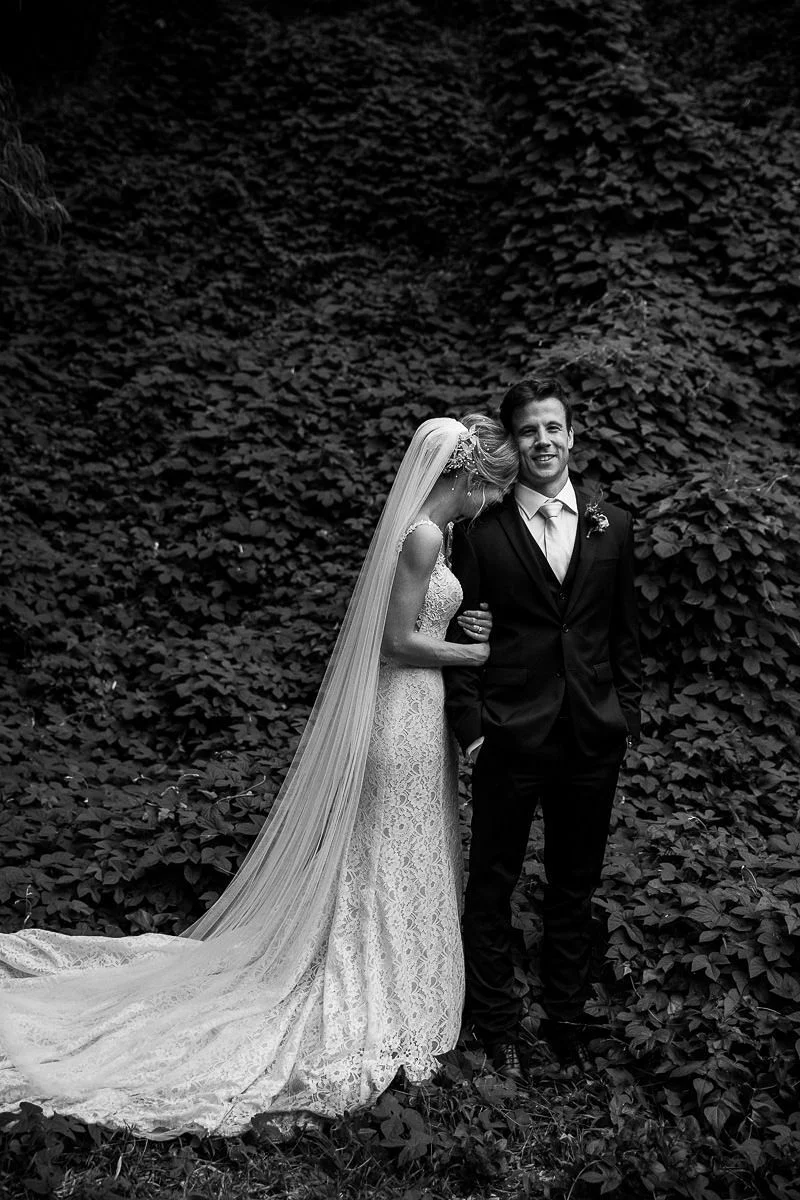 bride and groom holding each other romantic photo