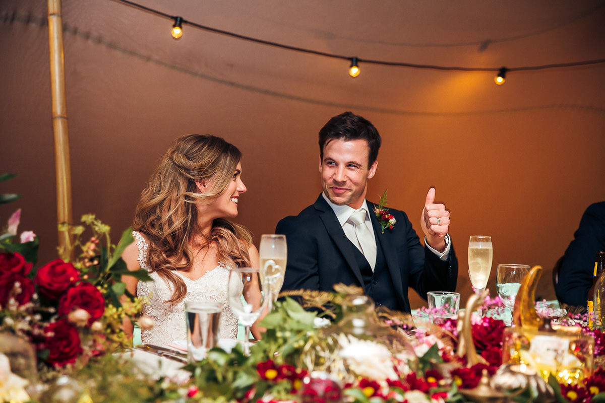 wedding couple having fun