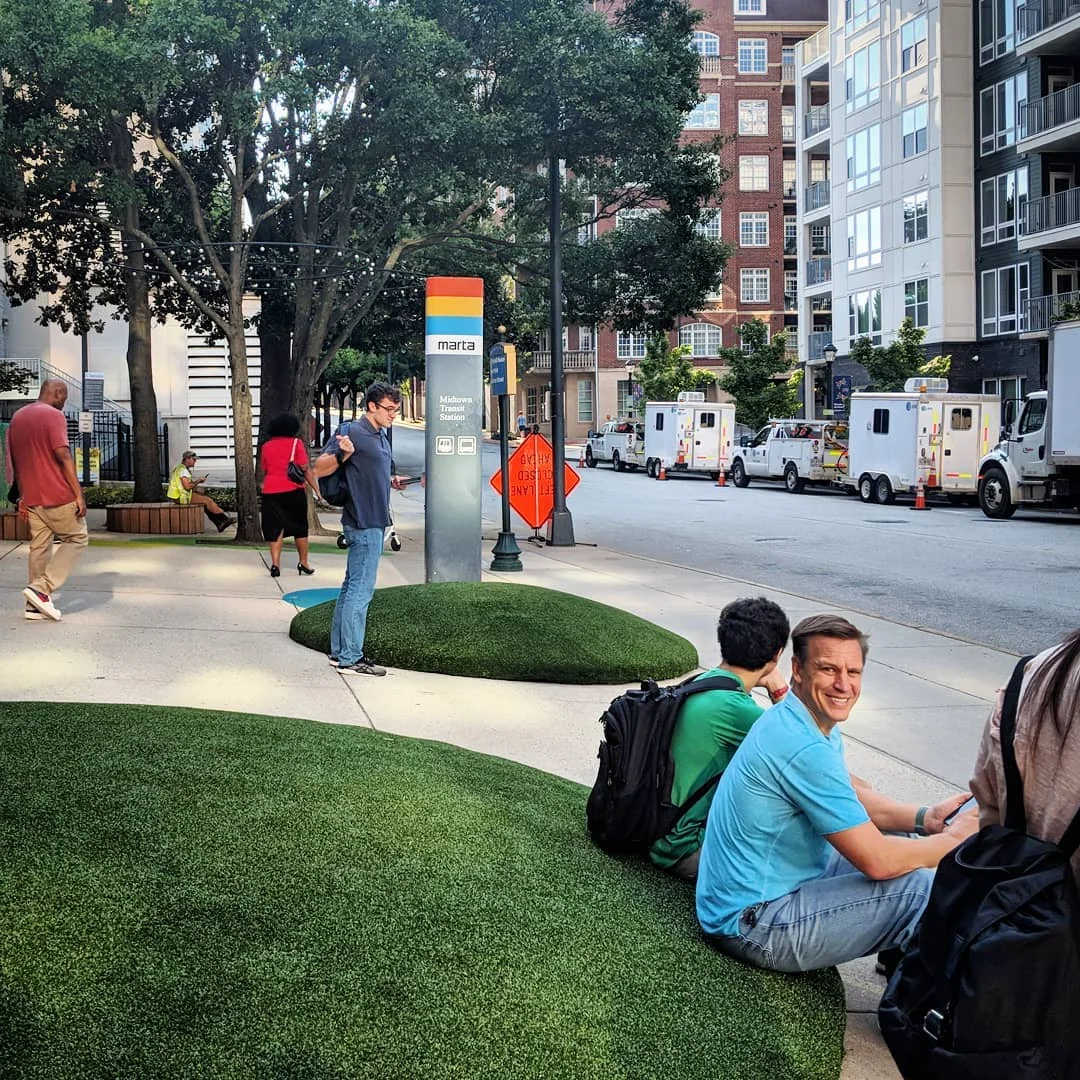 “The creative transformation of the exterior of the Midtown MARTA Station has had a great effect. Look at all the folks using the new seating as they wait for the Tech Trolley bus! Very cool.” – @ atlurbanist
