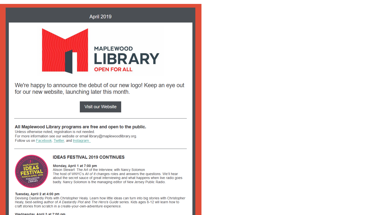 Read the April Newsletter