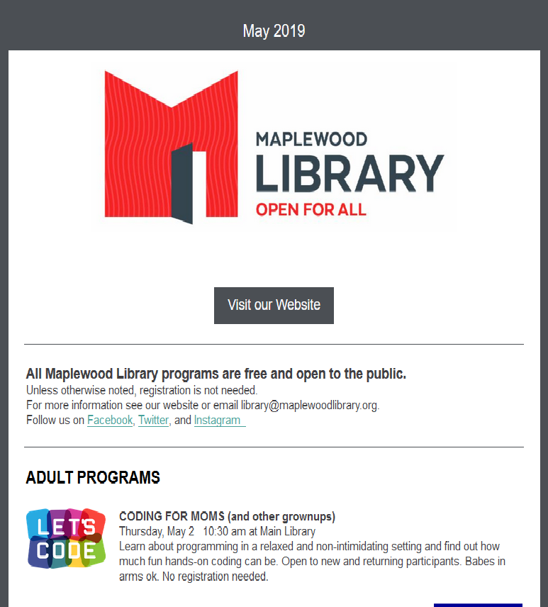 Read the May Newsletter