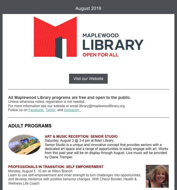 Read the August Newsletter
