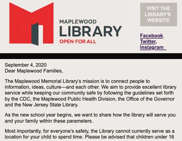 A Letter to Maplewood Families