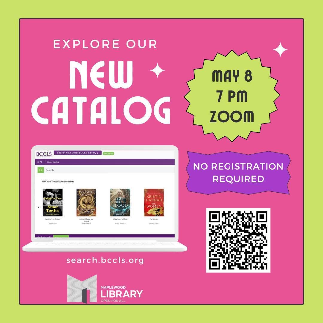 Not sure about the ins and outs of the new BCCLS catalog? Join our Assistant Director on Zoom to explore the new library catalog together and learn about how to search for books and other materials, place holds, and more. ⁠
⁠
📅 Wednesday, May 8⁠
🕖️