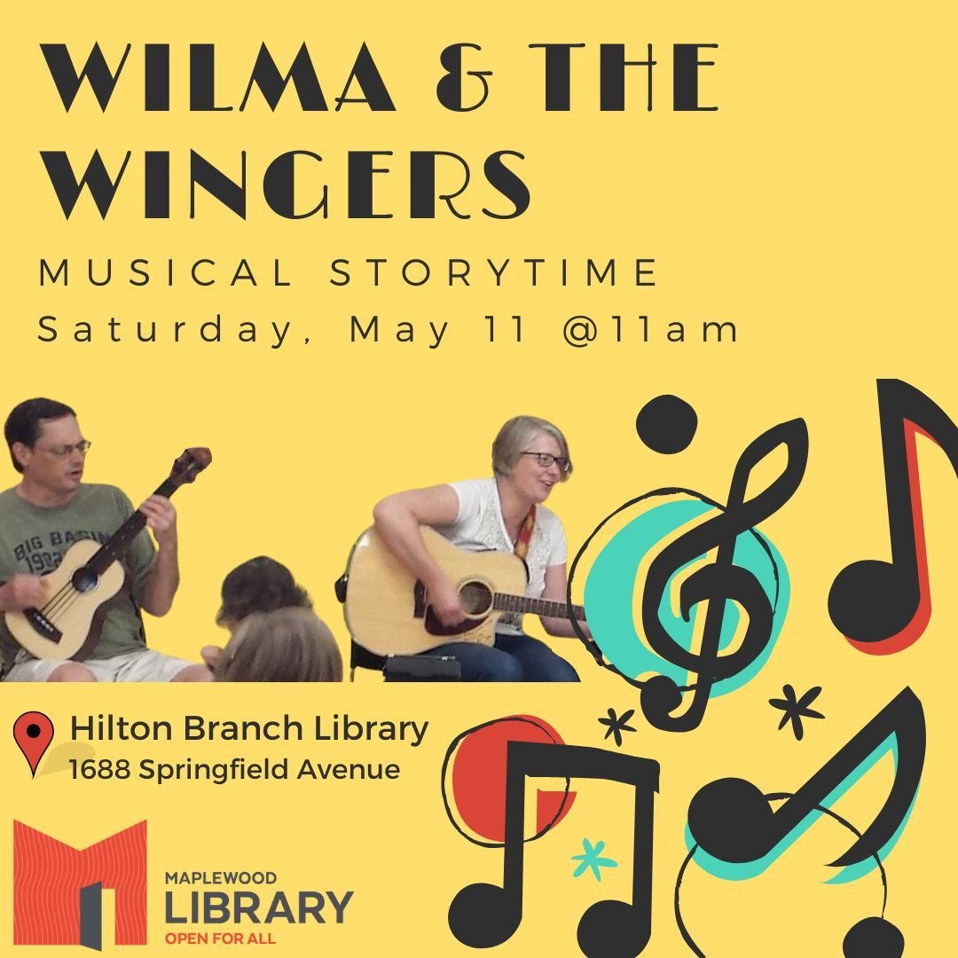 Wilma &amp; the Wingers: a musical storytime⁠
📅 Saturday, May 11 @ 11AM⁠
📍 Hilton Branch Library⁠
⁠
An interactive and inclusive storytime with live music by Wilma and friends. Come sing &amp; dance with us! Lots of fun for all ages, especially des