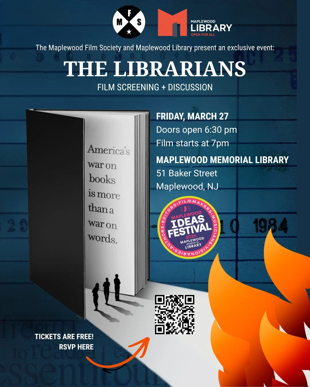 Save the date! Maplewood Library and the Maplewood Film Society present an exclusive film screening &amp; discussion of THE LIBRARIANS documentary on March 27th, as part of the Library's 2026 Ideas Festival (full schedule coming soon!)

The film will