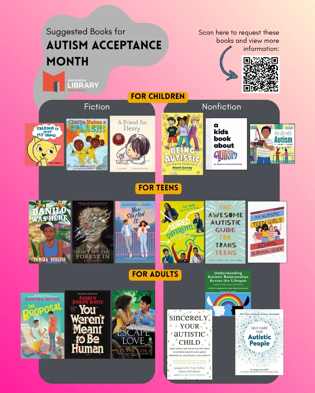 Catch us at the annual Community Health Fair at DeHart Park on Saturday, April 25th from 10AM - 1PM! We&rsquo;ll be promoting our library resources to the community, including this Autism Acceptance Month reading list compiled by our Teen Services li