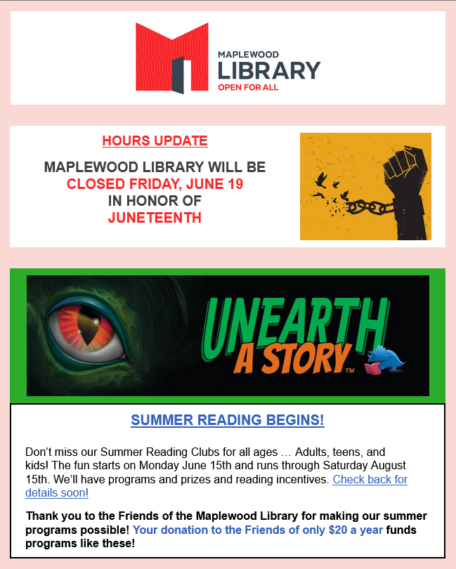 Read the Library Newsletter