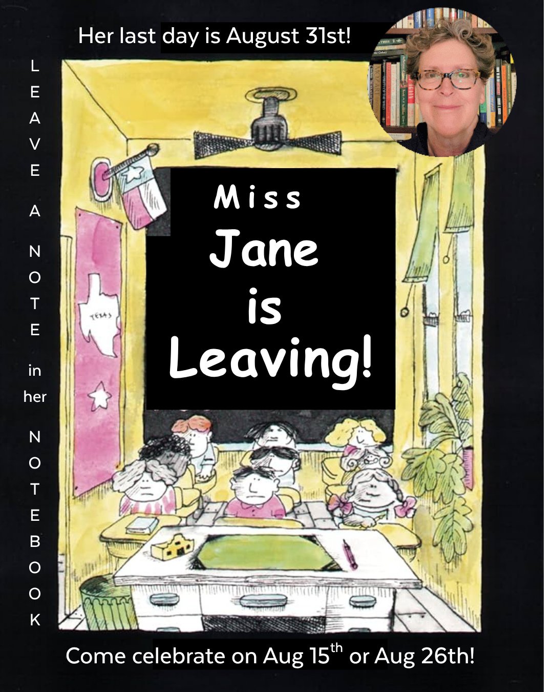 Our beloved Children's Room librarian and department head Ms. Jane is retiring on July 31st after 29 years at Maplewood Library! 📚️⁠
⁠
Stop by the Children's Room at Main Library to say your goodbyes, write or draw something in her memory book, and 