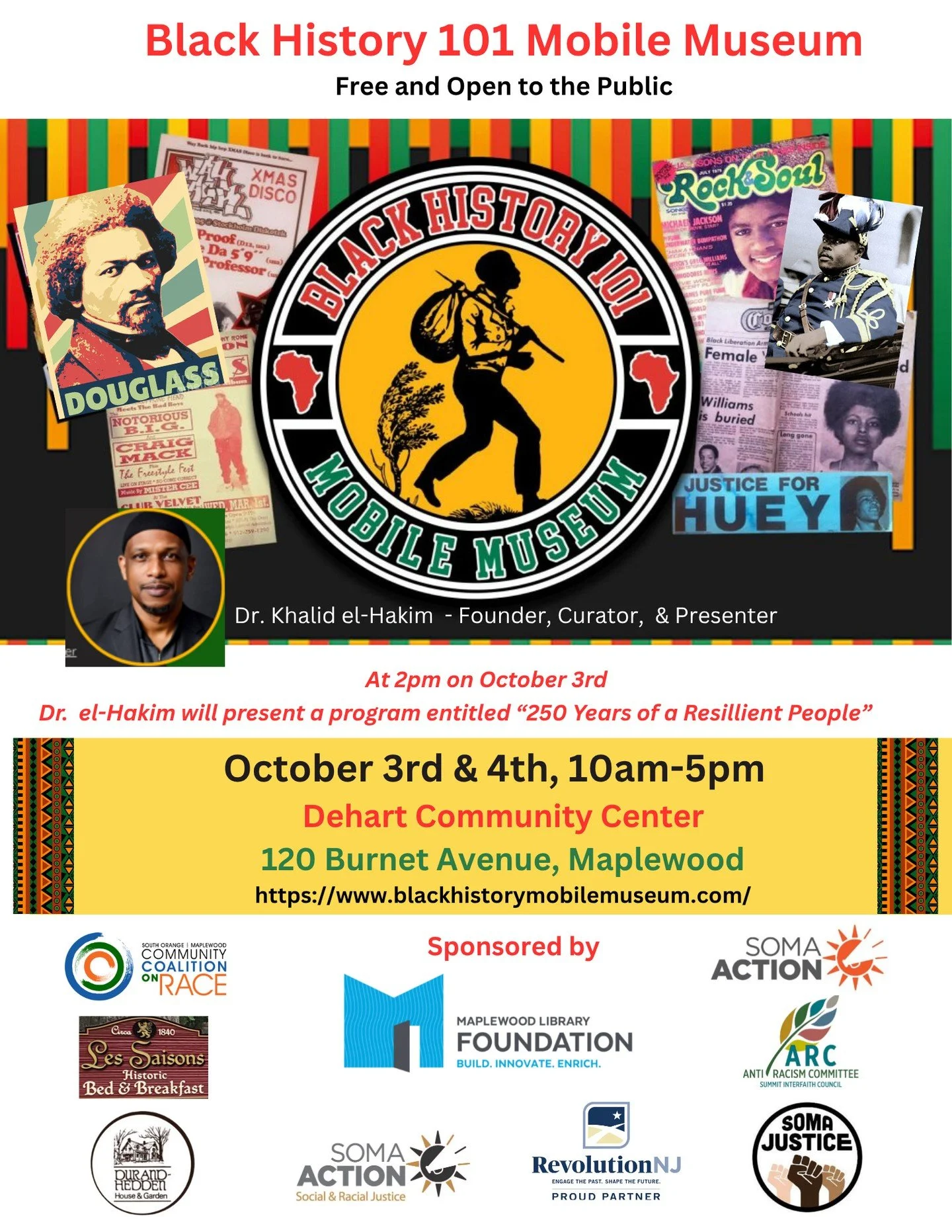 Black History 101 Mobile Museum @ the Dehart Community Center⁠
📅 Saturday October 3 from 10:00AM - 5:00PM⁠
AND⁠
 Sunday, October 4th from 10:00AM - 3:00PM⁠
📍 Dehart Community Center⁠
⁠
The nation's premier traveling exhibition of Black history feat