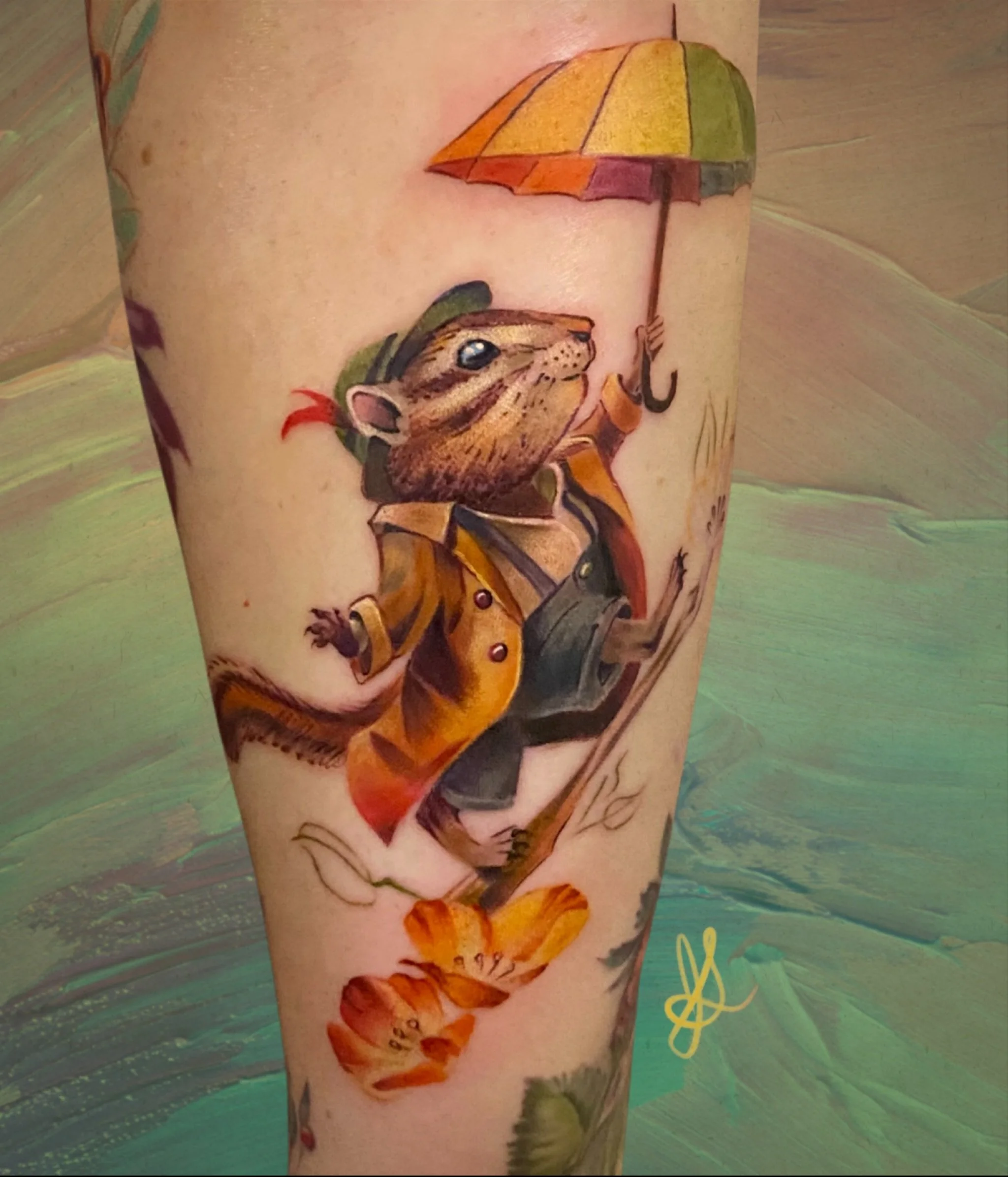 ✨🌼 Adventure begins with a single tiny step 🌼✨

Not quite finished, but I couldn&rsquo;t help but share.

Loved creating this little chipmunk explorer &mdash; dressed in his yellow coat and gray-blue overalls, climbing a branch bursting with vibran