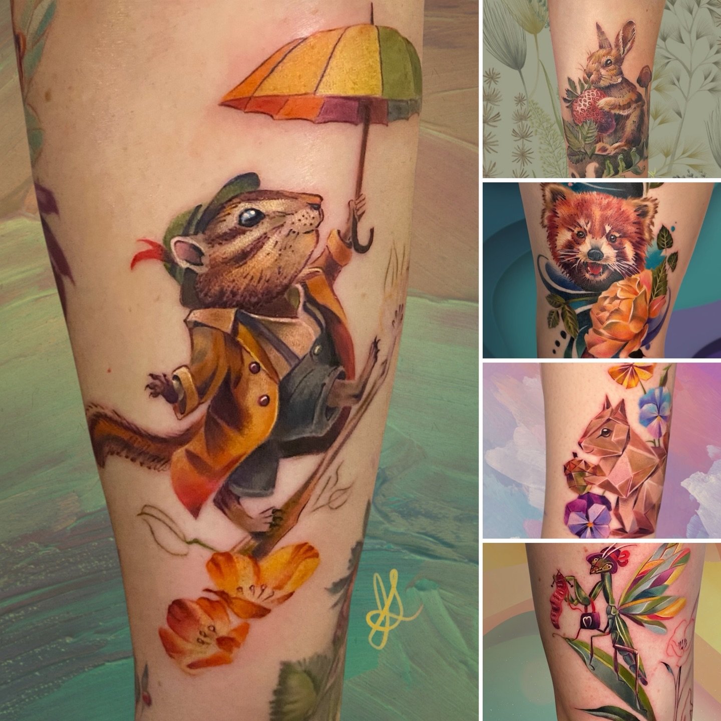 Now booking for adorable animal tattoos! 🐾

If you&rsquo;ve been dreaming of something sweet, whimsical, and full of personality, I&rsquo;d love to bring it to life. From a smiling red panda paired with a golden rose, to a delicate origami squirrel,