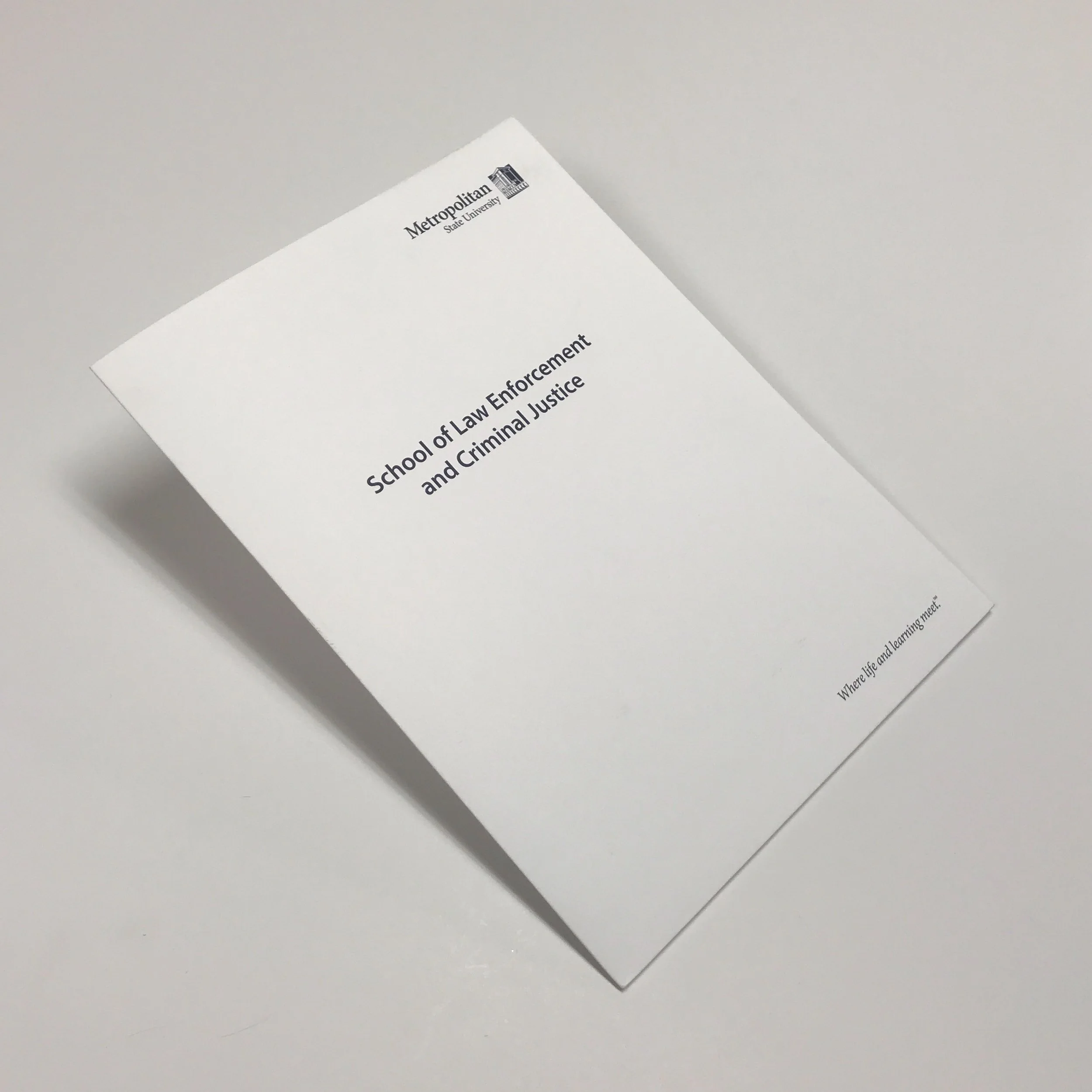 School higher education pocket folder printed in Minneapolis by Anderberg Print