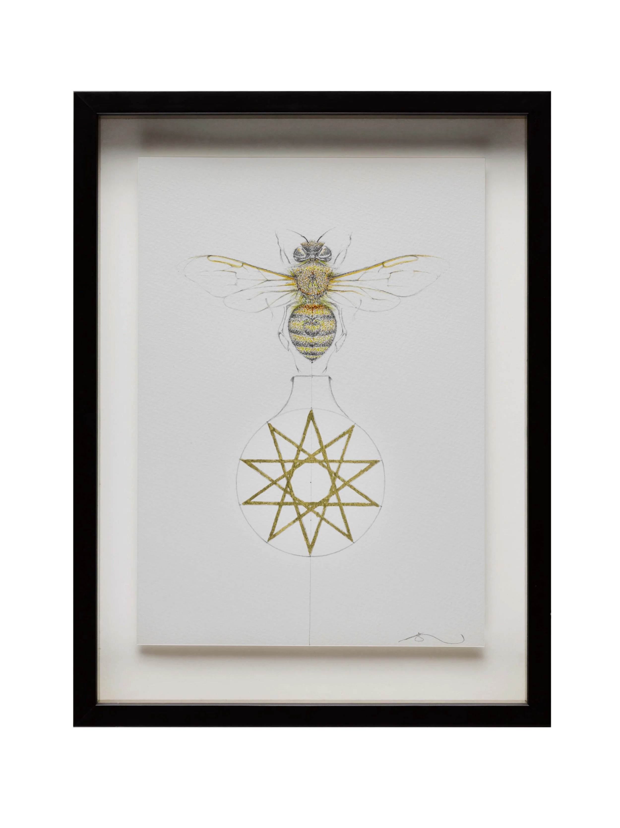 jessica-albarn-artist-original-work-ESSENCE OF NATURE - HONEY BEE. Framed Painted drawing and gold leaf 29cm x 38cm £550jpg (2).jpg