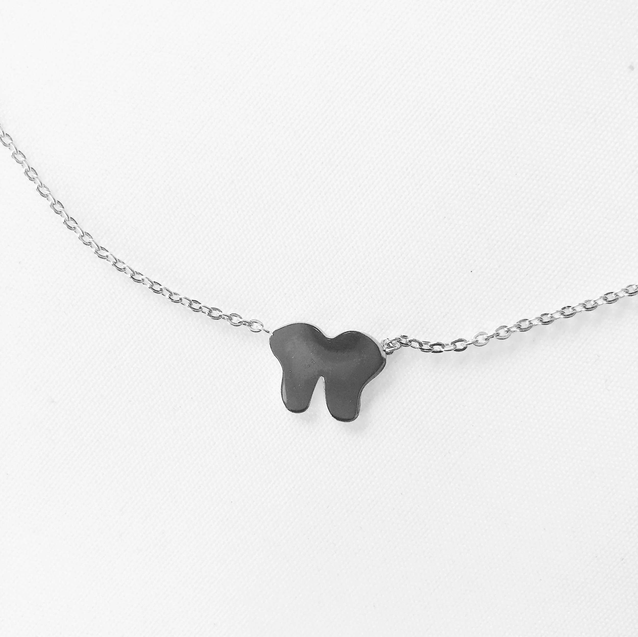 Flat Silver Tooth Necklace
