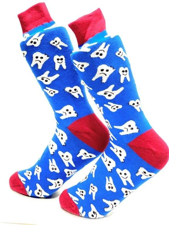 Blue Red White Tooth Smile Socks