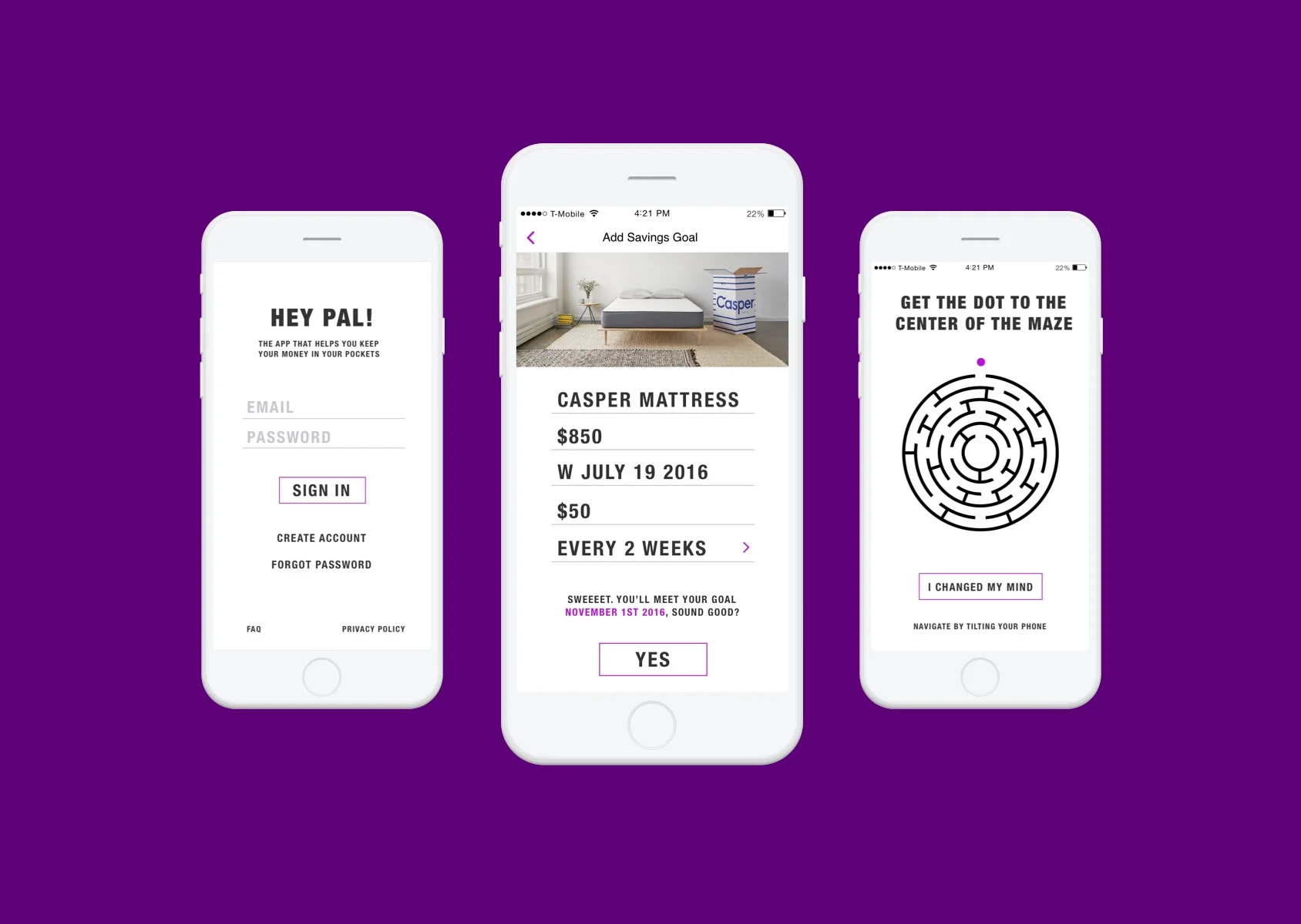 A mobile app to make saving money easier and hold you accountable to your financial goals