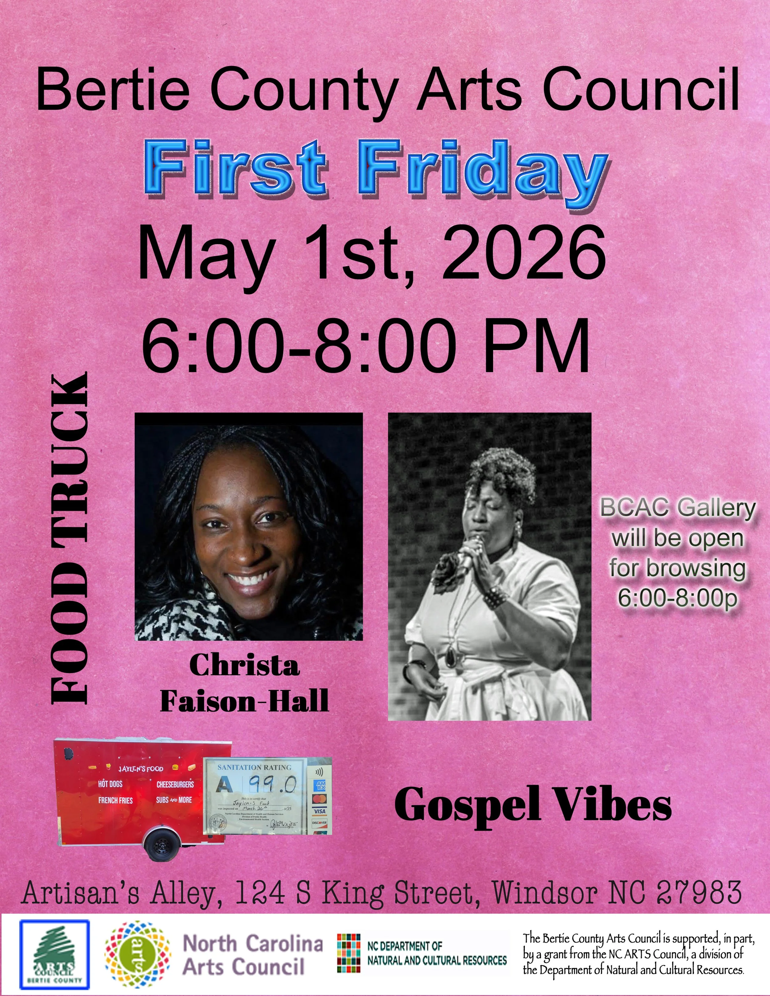 BCAC First Friday May 1, 2026 - Stop by! — Bertie County Arts Council