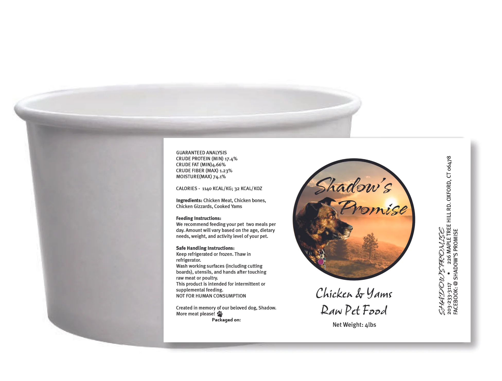 ^ Dog food label