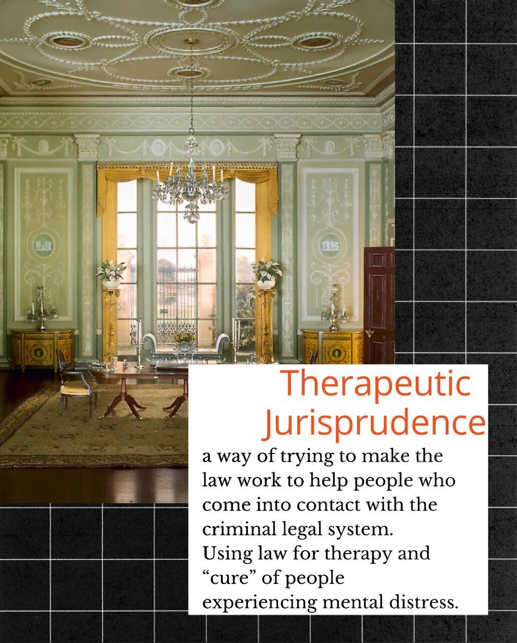 Therapeutic Jurisprudence proposes that Judges aren't just there to judge and decide, but to make a difference. 

To put it another way, therapeutic jurisprudence is a way to think about and do legal work that aims not only to use law to solve proble