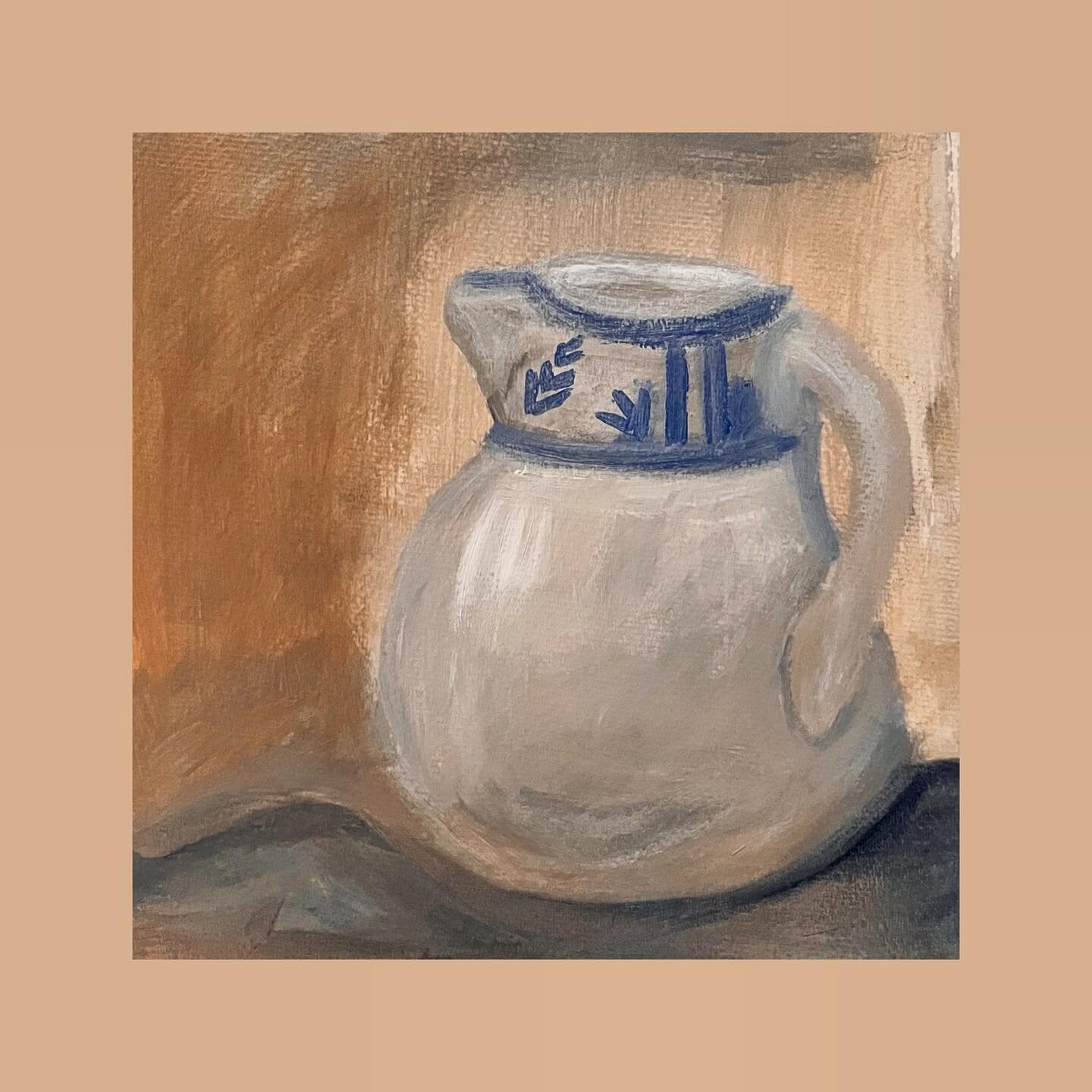 This painting is my interpretation of Larine Chung's original artwork, &quot;White Jug.&quot; 

I drew inspiration from Chung's composition and style; using acrylics, I aimed to capture the essence and beauty of the original.
.
.
.
#acrylicpainting #