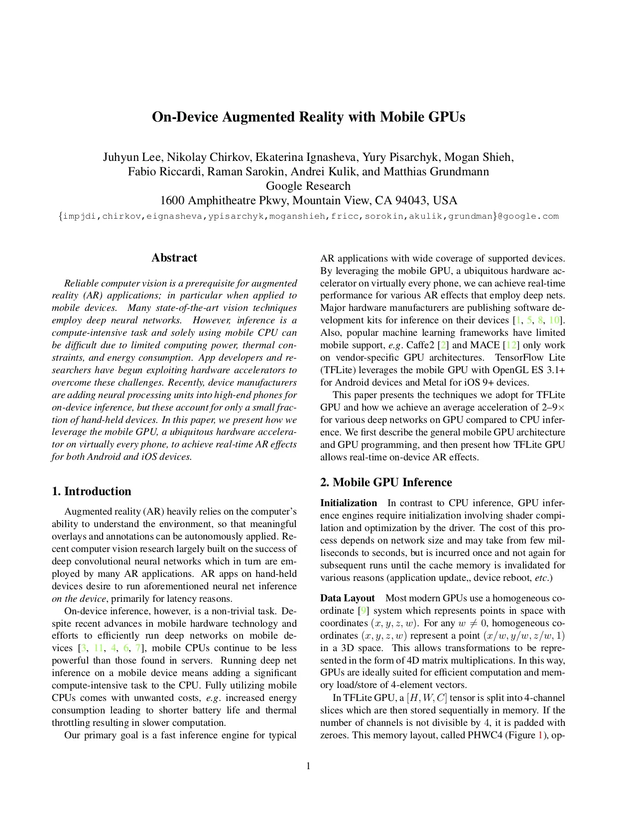 On-Device Augmented Reality with Mobile GPUs