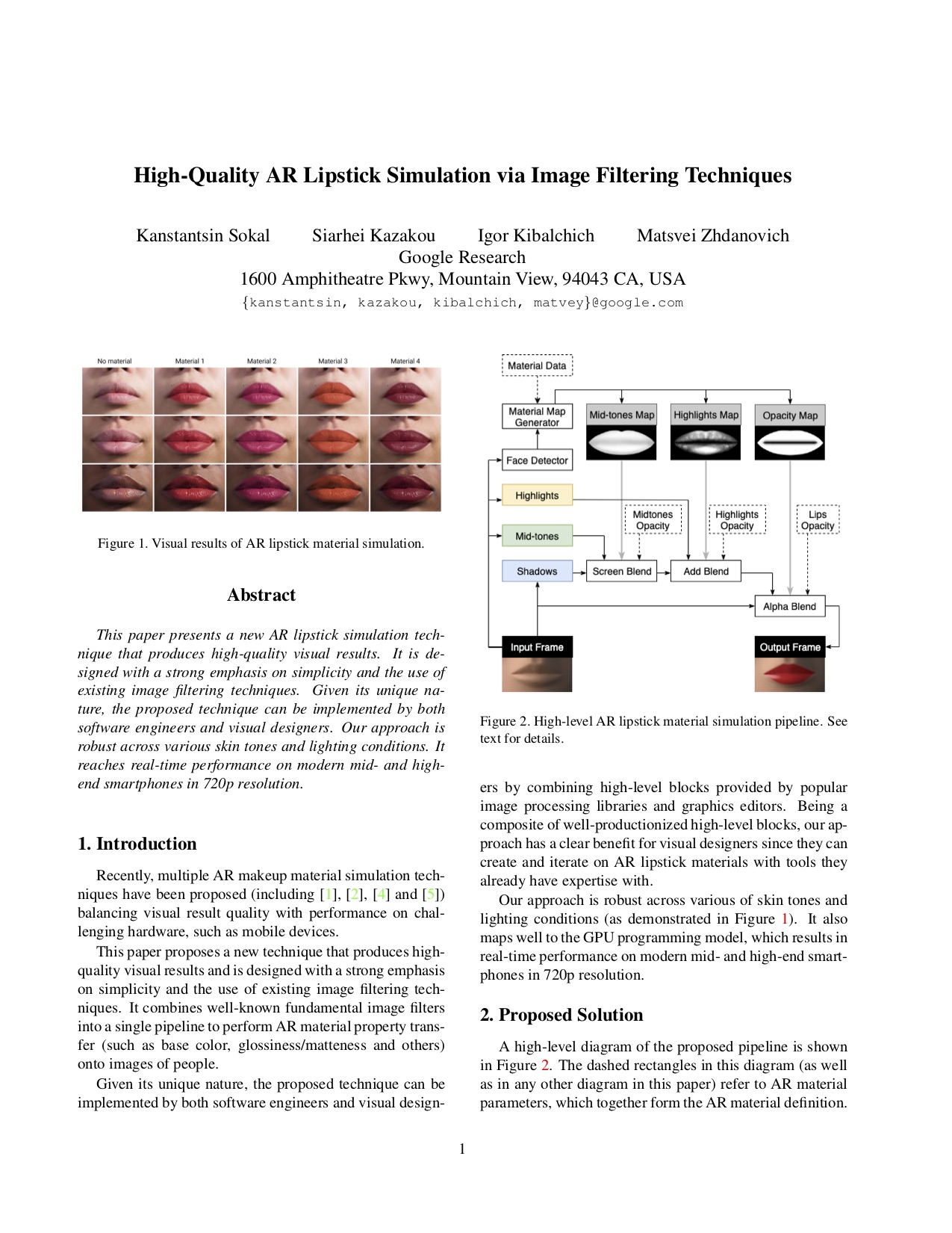 High Quality Ar Lipstick Simulation Via Image Filtering Techniques