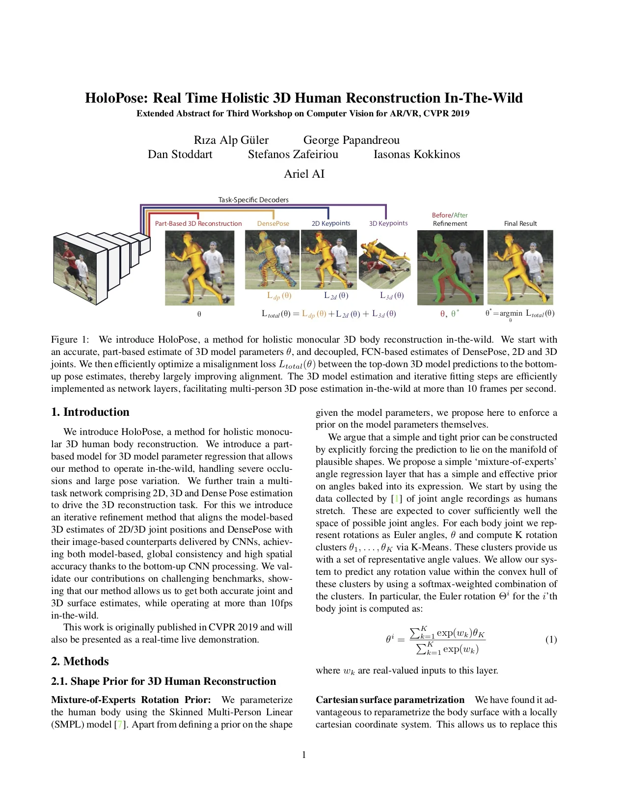 HoloPose: Real Time Holistic 3D Human Reconstruction In-The-Wild