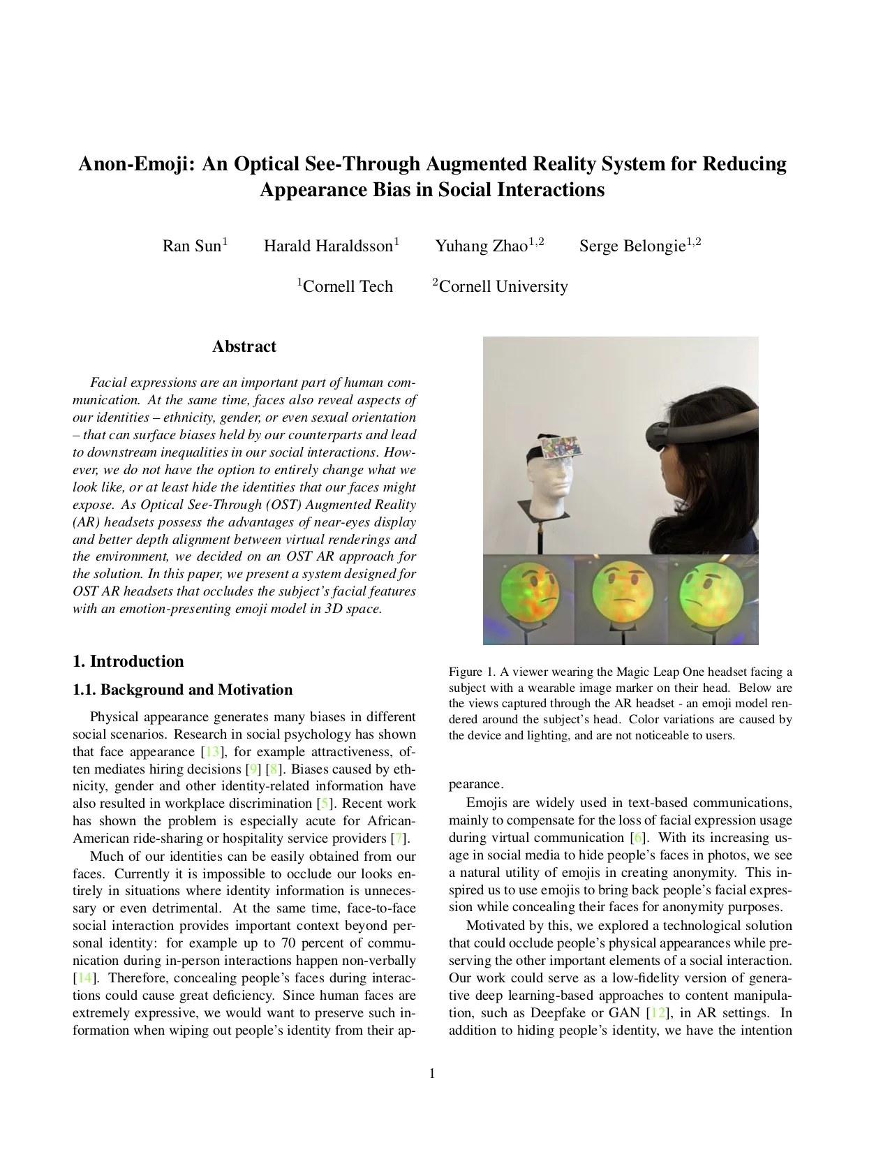 Anon-Emoji: An Optical See-Through Augmented Reality System for Reducing Appearance Bias in Social Interactions