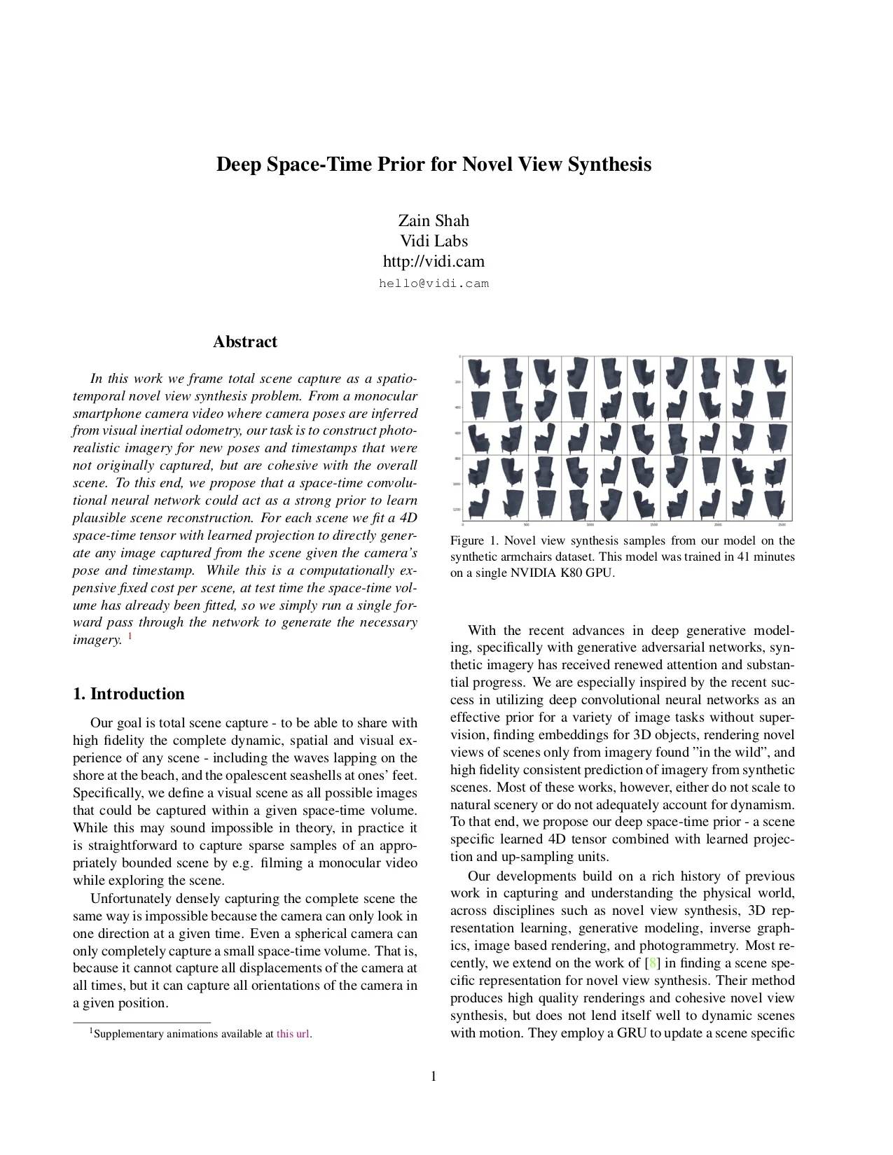 Deep Space-Time Prior for Novel View Synthesis