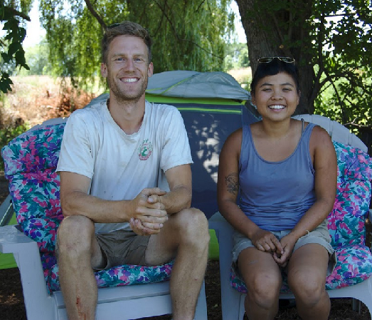 Dan and Michaaela in front of their “summer place”