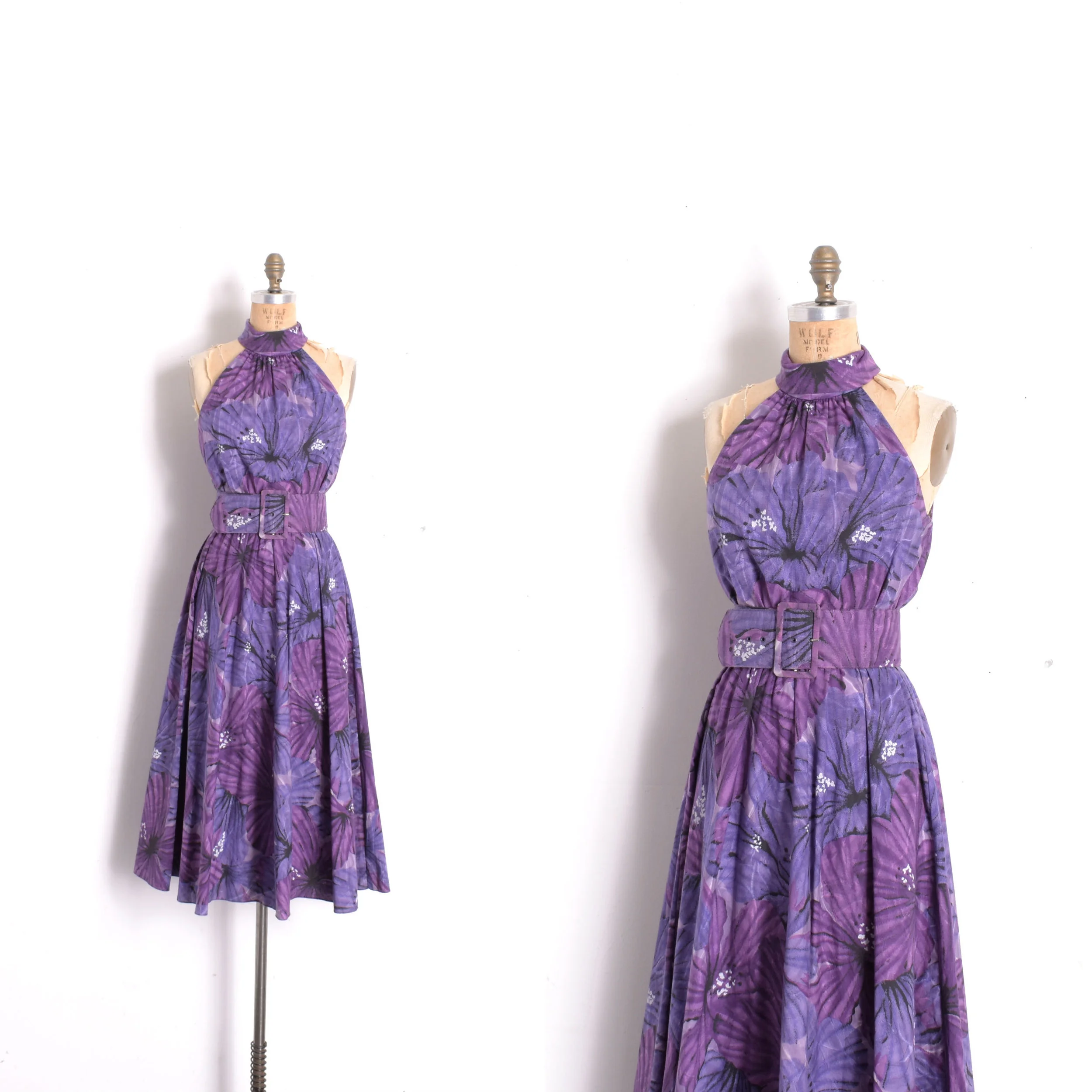 1980s Hibiscus Print Cotton Sundress-small/medium