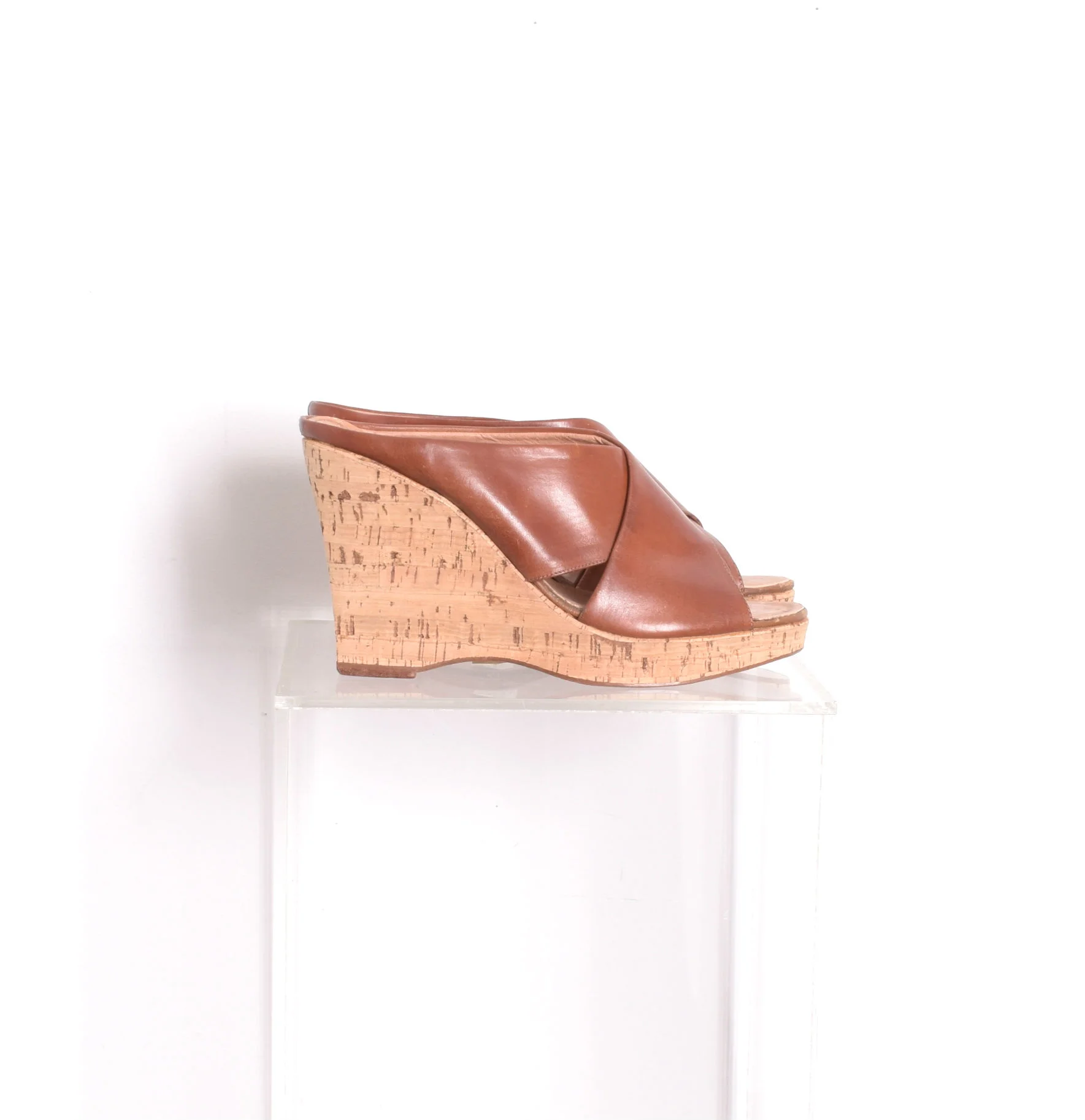 1970s Deadstock Leather and Cork Wedge Heels- size — La Poubelle  Vintage