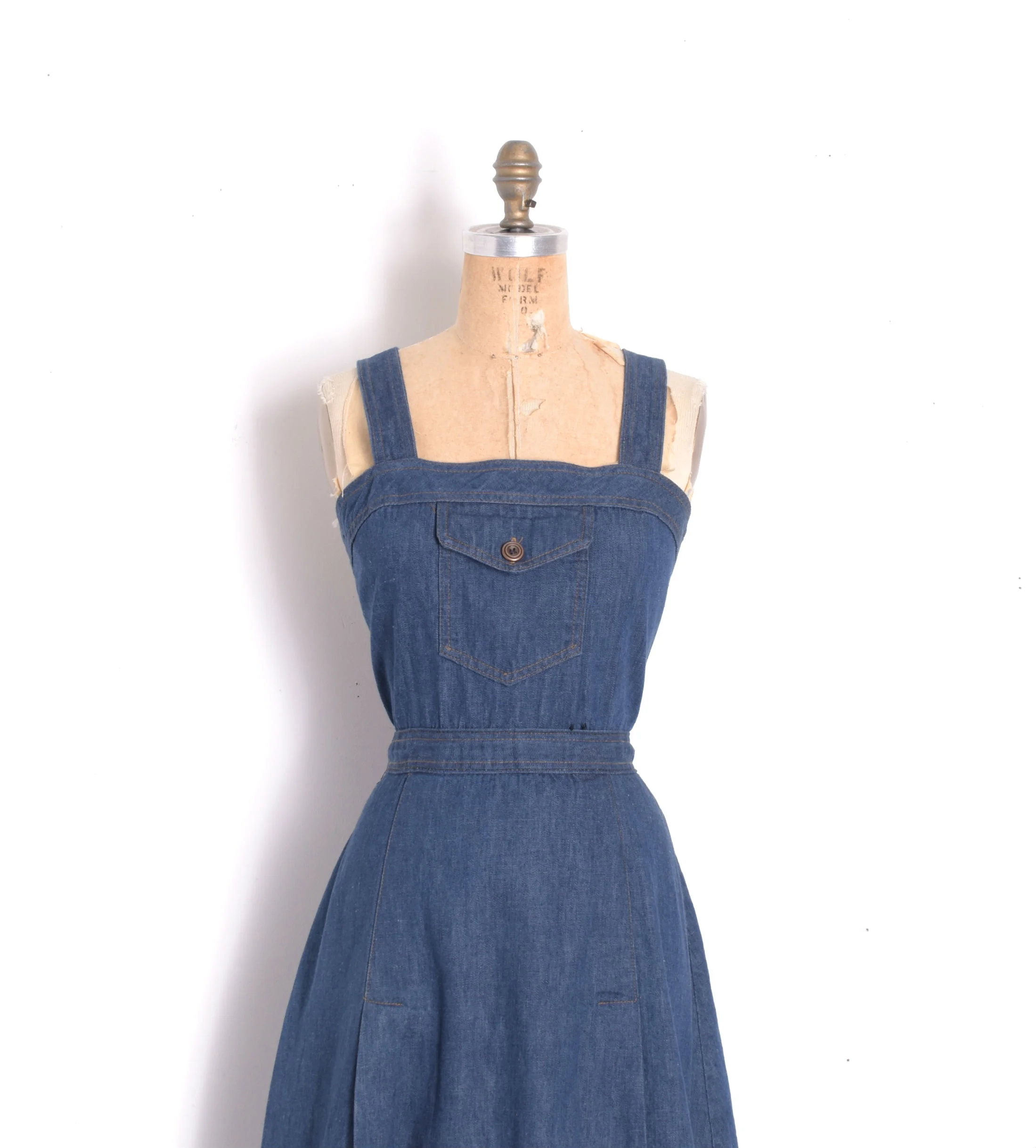 1970s Denim Overalls-Style Dress-medium  La Poubelle Vintage